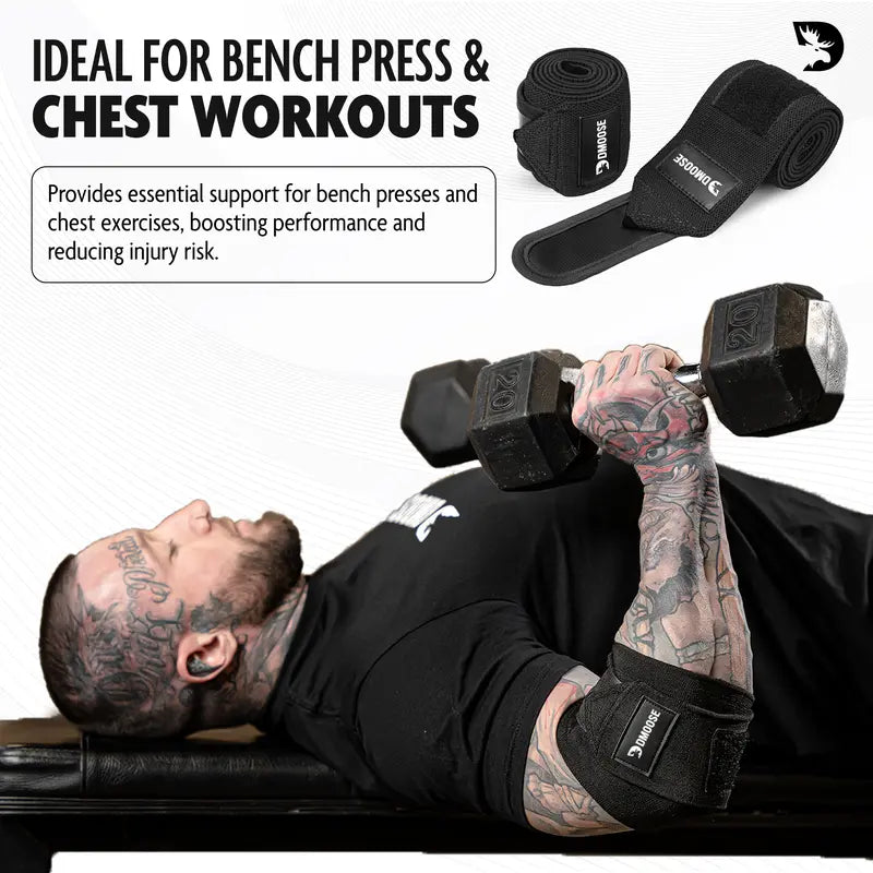 Dmoose Elbow Wraps for Weightlifting, Powerlifting, Bench Press, Cross Training, and Injury Recovery Support