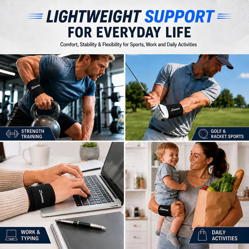 Unisex 2-Pack Adjustable Neoprene Sports Wristbands with Dual Straps - Breathable Joint Support for Weightlifting, Compression, Pain Relief, and Carpal Tunnel Relief