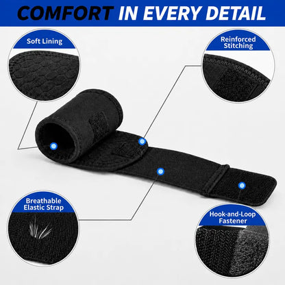 Unisex 2-Pack Adjustable Neoprene Sports Wristbands with Dual Straps - Breathable Joint Support for Weightlifting, Compression, Pain Relief, and Carpal Tunnel Relief