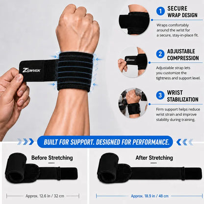 Unisex 2-Pack Adjustable Neoprene Sports Wristbands with Dual Straps - Breathable Joint Support for Weightlifting, Compression, Pain Relief, and Carpal Tunnel Relief