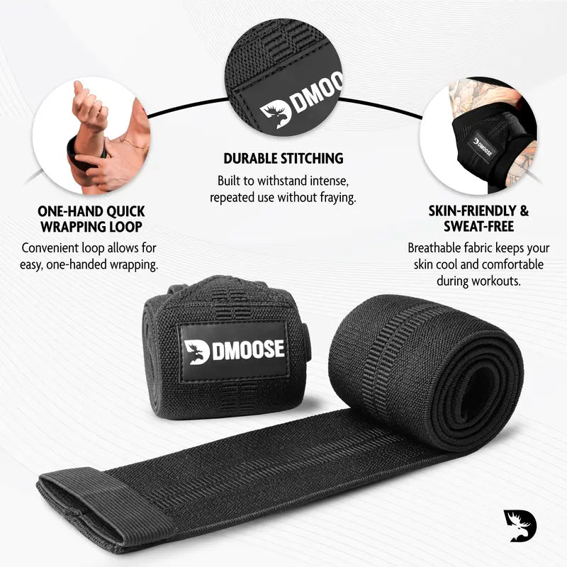 Dmoose Elbow Wraps for Weightlifting, Powerlifting, Bench Press, Cross Training, and Injury Recovery Support