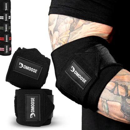 Dmoose Elbow Wraps for Weightlifting, Powerlifting, Bench Press, Cross Training, and Injury Recovery Support